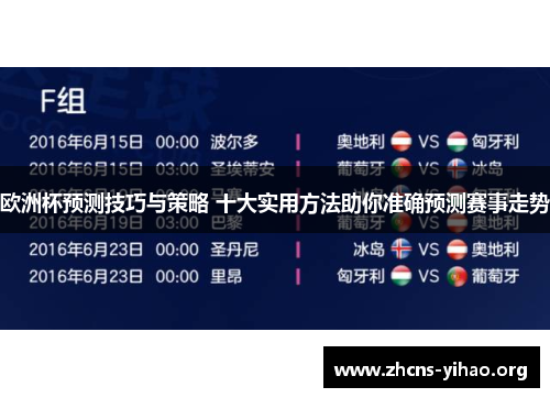 欧洲杯预测技巧与策略 十大实用方法助你准确预测赛事走势