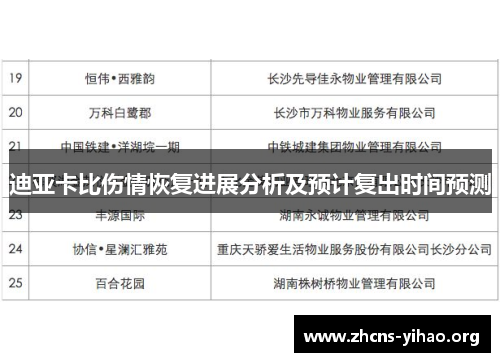 迪亚卡比伤情恢复进展分析及预计复出时间预测 迪亚卡比伤情恢复进展分析及预计复出时间预测